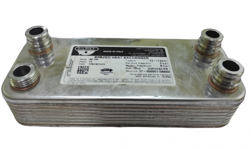 Пластинчатый теплообменник Zilmet ZB 190 (INOX AISI 316L) 14 пластин