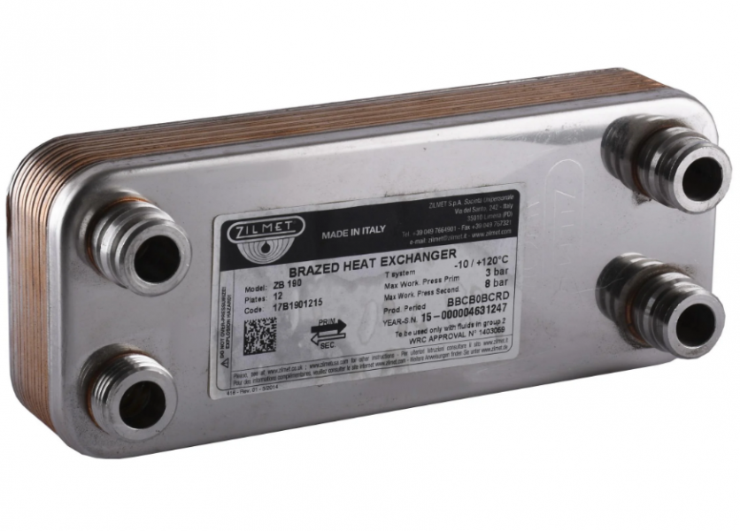 Пластинчатый теплообменник Zilmet ZB 190 (INOX AISI 316L) 12 пластин
