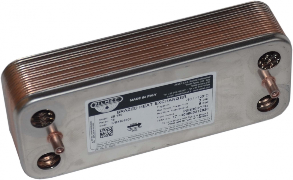 Пластинчатый теплообменник Zilmet ZB 190 (INOX AISI 316L) 16 пластин